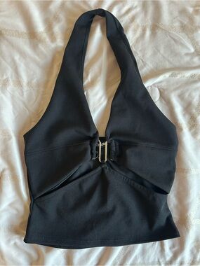 Black Halter Crop Top